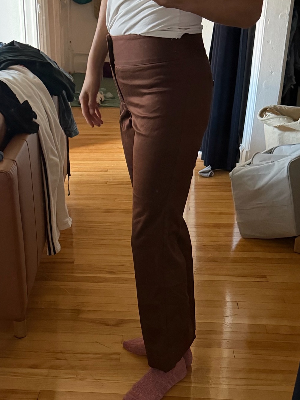 Aritzia Sunday Best Brown Boot-Cut Stretch Pants